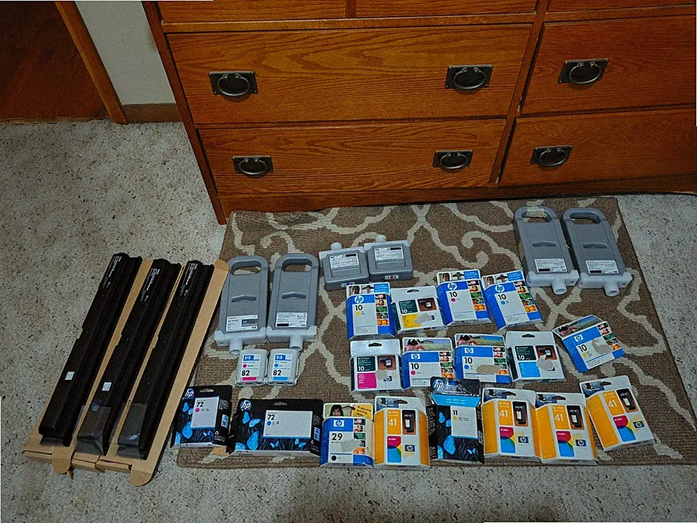Bulk Expired Ink/Toners/MIxed Lot of Canon, HP, Azon and Katsuragawa KIP Toners